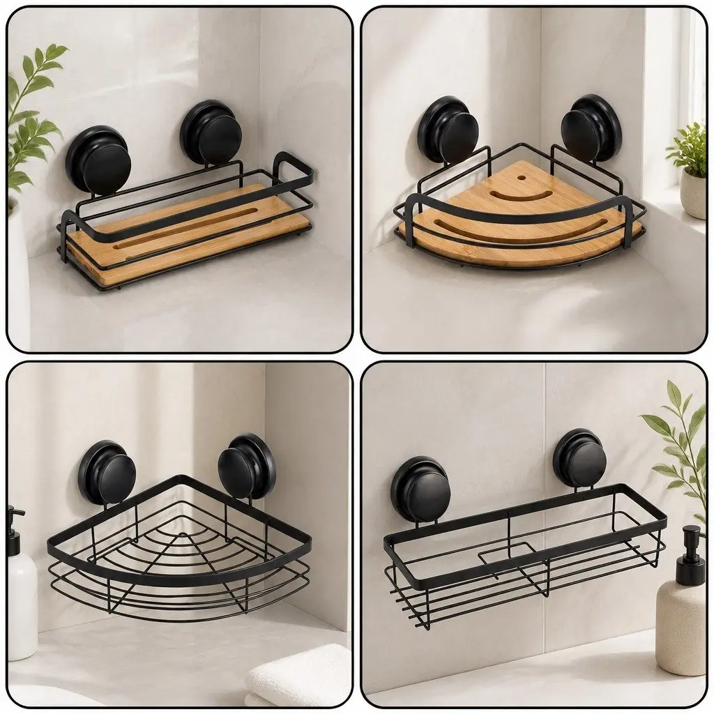 Shower Caddy Corner Shelf Rack 2 Tier Bathroom Storage Basket Suction Cup