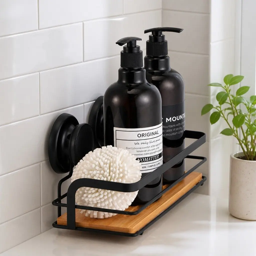 Shower Caddy Shelf 2 Tier Bamboo Storage Basket Corner Rack for Bathroom Kitchen
