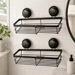 2 Pack Corner Shower Caddy Basket Shelf Rack Organizer Storage with Suction Cup