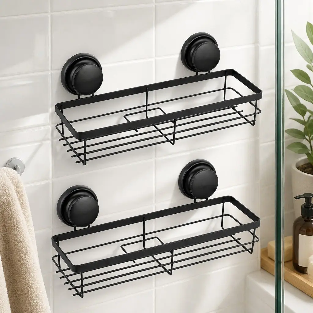 2 Pack Corner Shower Caddy Basket Shelf Rack Organizer Storage with Suction Cup