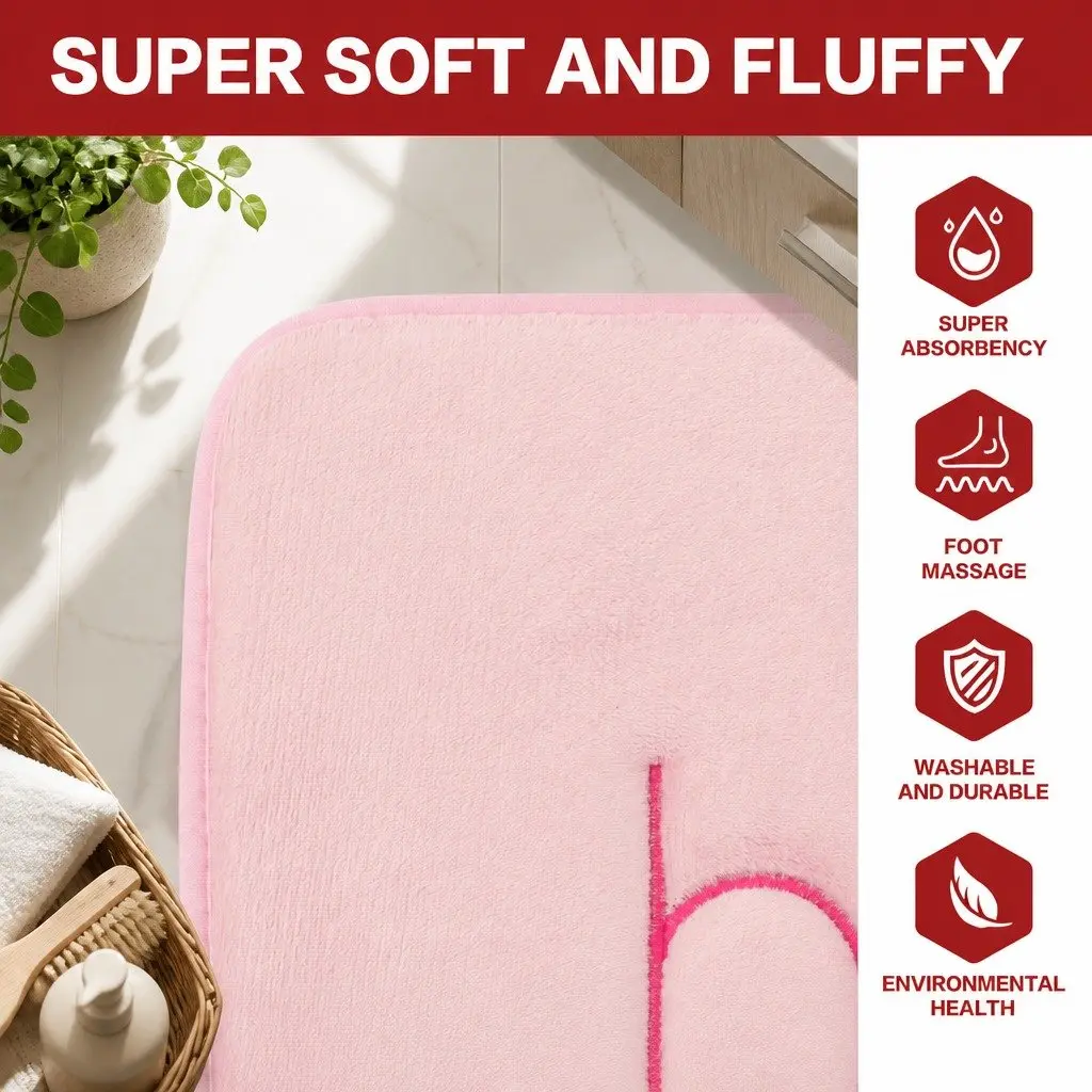 Bath Rug Mat Memory Foam Non-Slip Soft Cushioned Absorbent 60x40cm