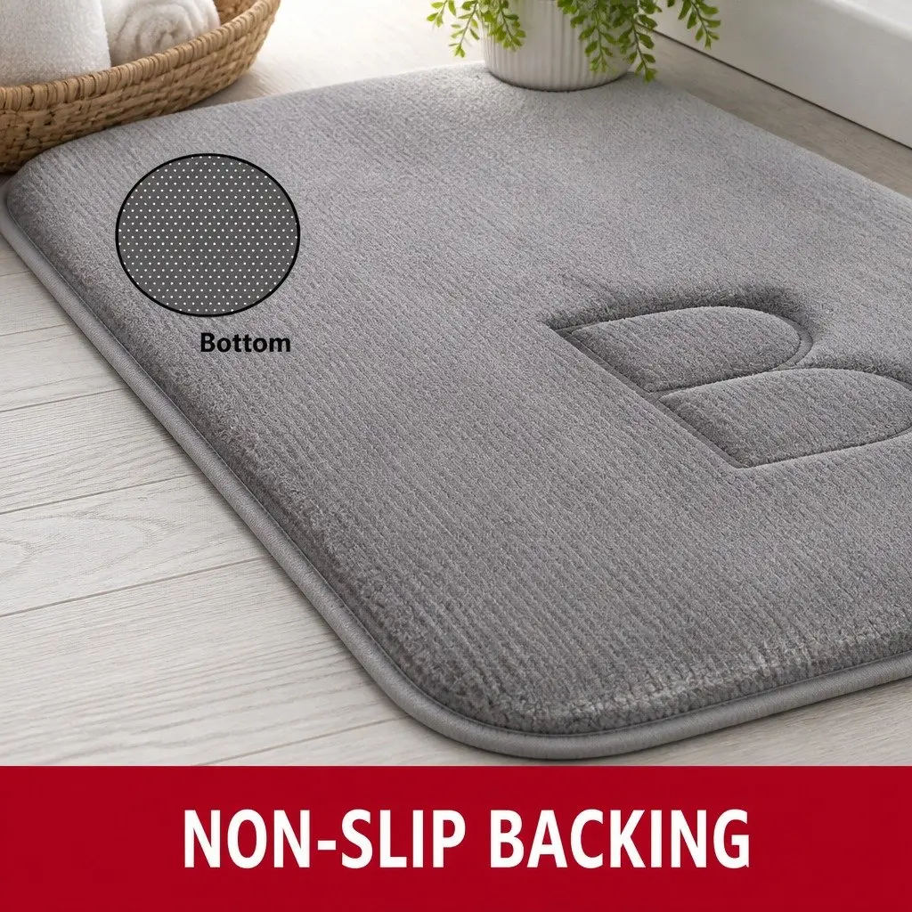 Memory Foam Bath Rug Mat Extra Thick Non-Slip Absorbent Grey 60 x 40 cm
