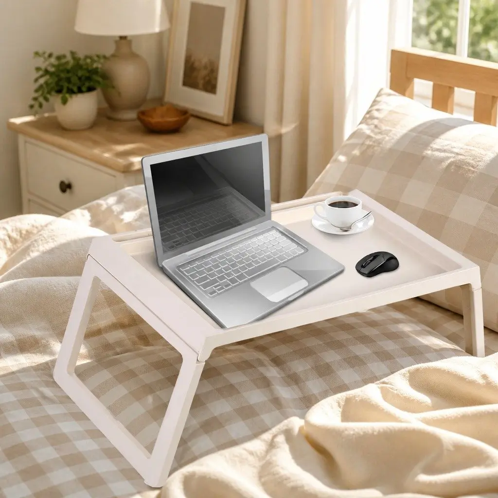 Multifunction Laptop Bed Desk Foldable Portable Table with Storage Drawer 54.5 x 36 x 27 cm