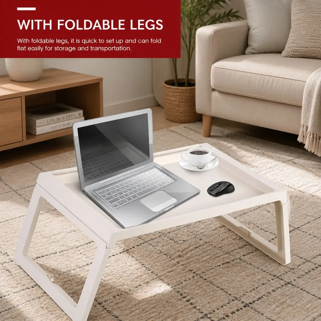 Multifunction Laptop Bed Desk Foldable Portable Table with Storage Drawer 54.5 x 36 x 27 cm