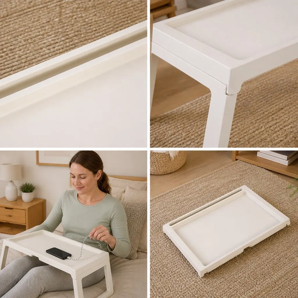 Multifunction Laptop Bed Desk Foldable Portable Table with Storage Drawer 54.5 x 36 x 27 cm