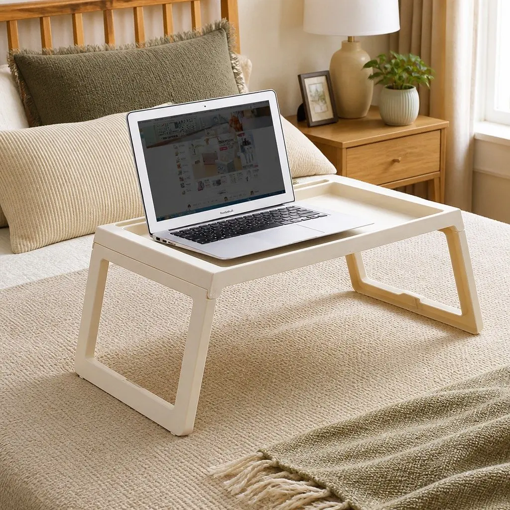 Multifunction Laptop Bed Desk Foldable Portable Table with Storage Drawer 54.5 x 36 x 27 cm