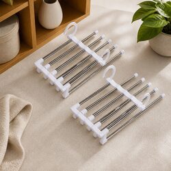 2 Pack Stainless Steel Adjustable 5 in 1 Pants Hangers Non-Slip Space Saving
