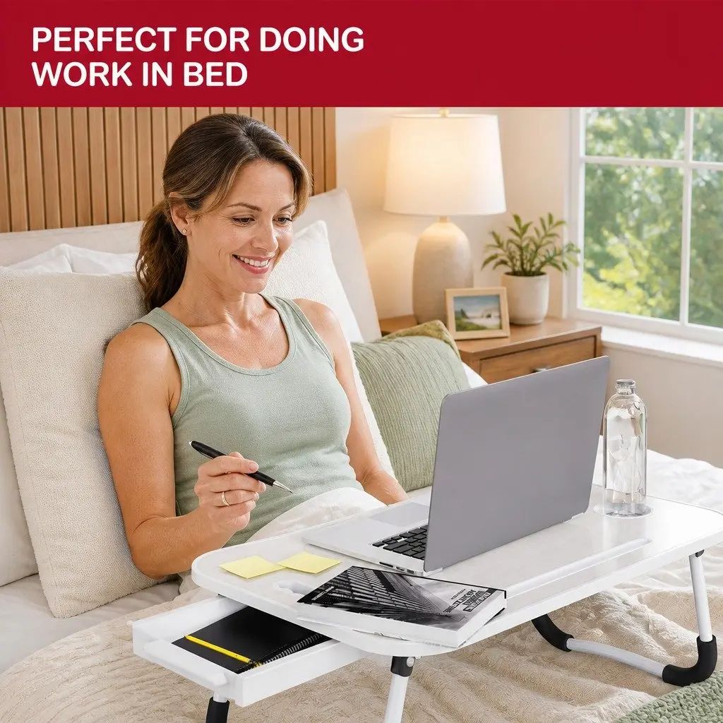 Laptop Bed Desk Foldable Portable Writing Table Storage Space Adults Kids Home