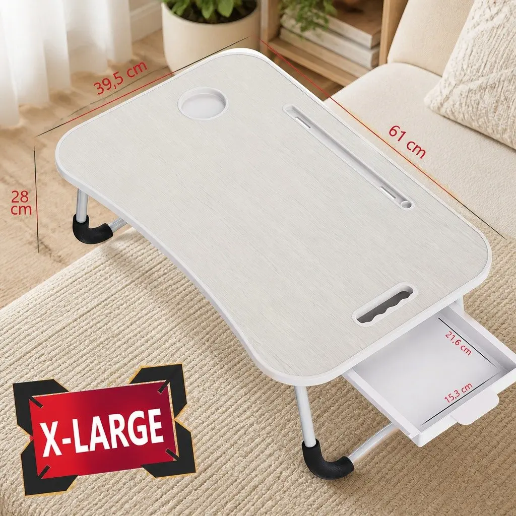 Laptop Bed Desk Foldable Portable Writing Table Storage Space Adults Kids Home