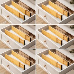 Kitchen Drawer Dividers Adjustable Bamboo Organizer 44-55cm Large 12 Pack Set