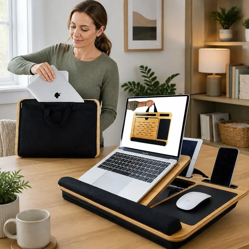 Bamboo Laptop Lap Desk with Cushion