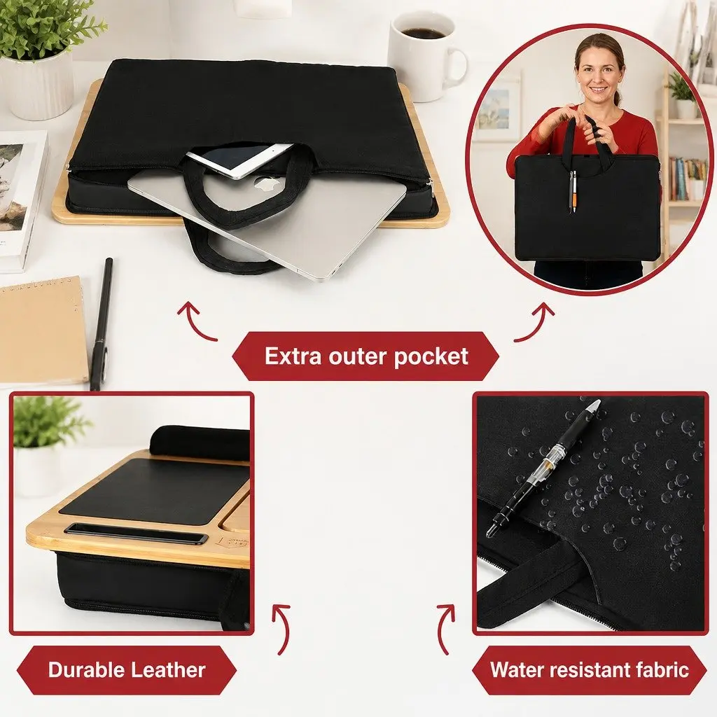 Bamboo Laptop Lap Desk with Cushion