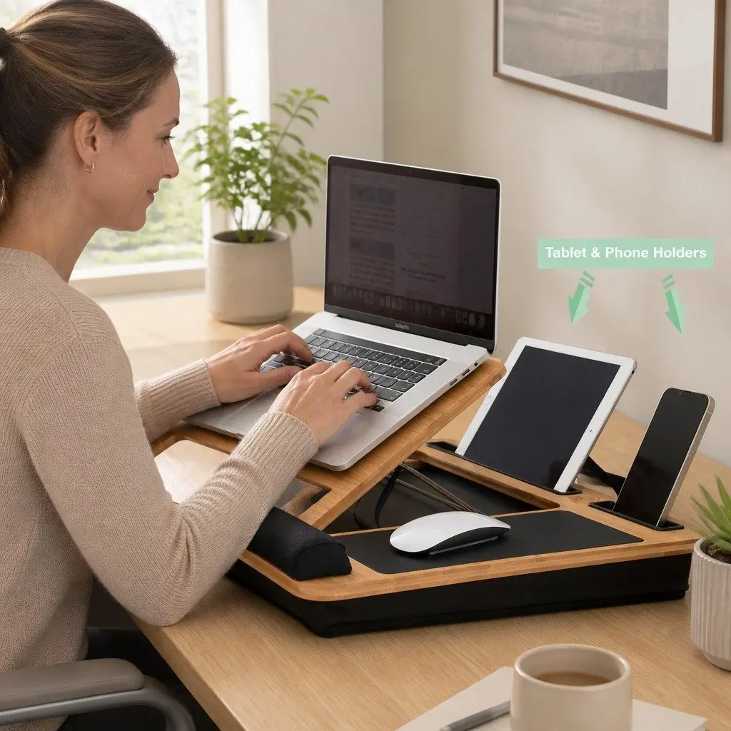 Bamboo Laptop Lap Desk with Cushion