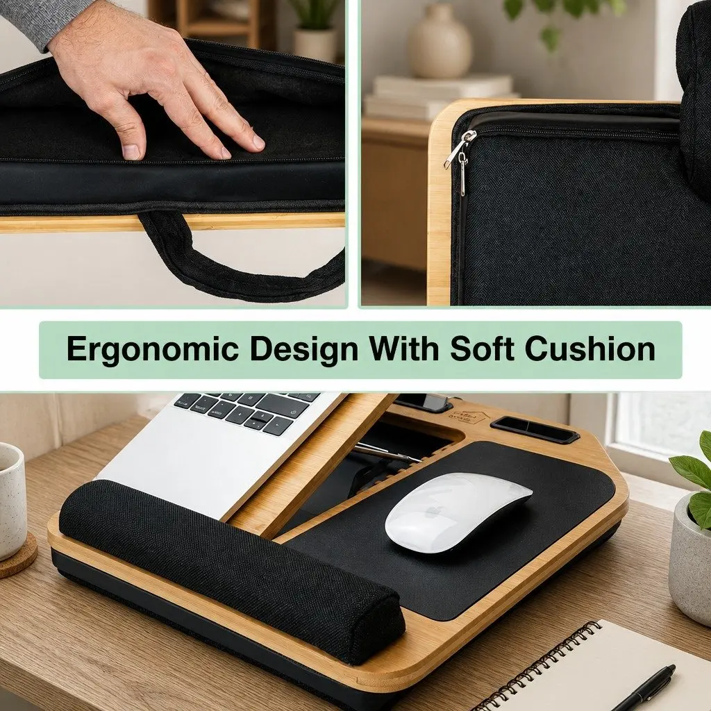 Bamboo Laptop Lap Desk with Cushion
