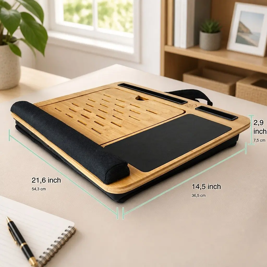 Bamboo Laptop Lap Desk with Cushion