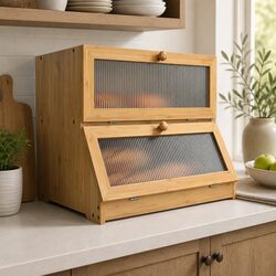 Your New Favorite Bamboo Bread Box with Clear Window