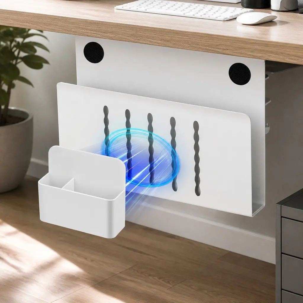 Under Desk Laptop Holder Storage Organizer Cable Management Tray Pen Holder