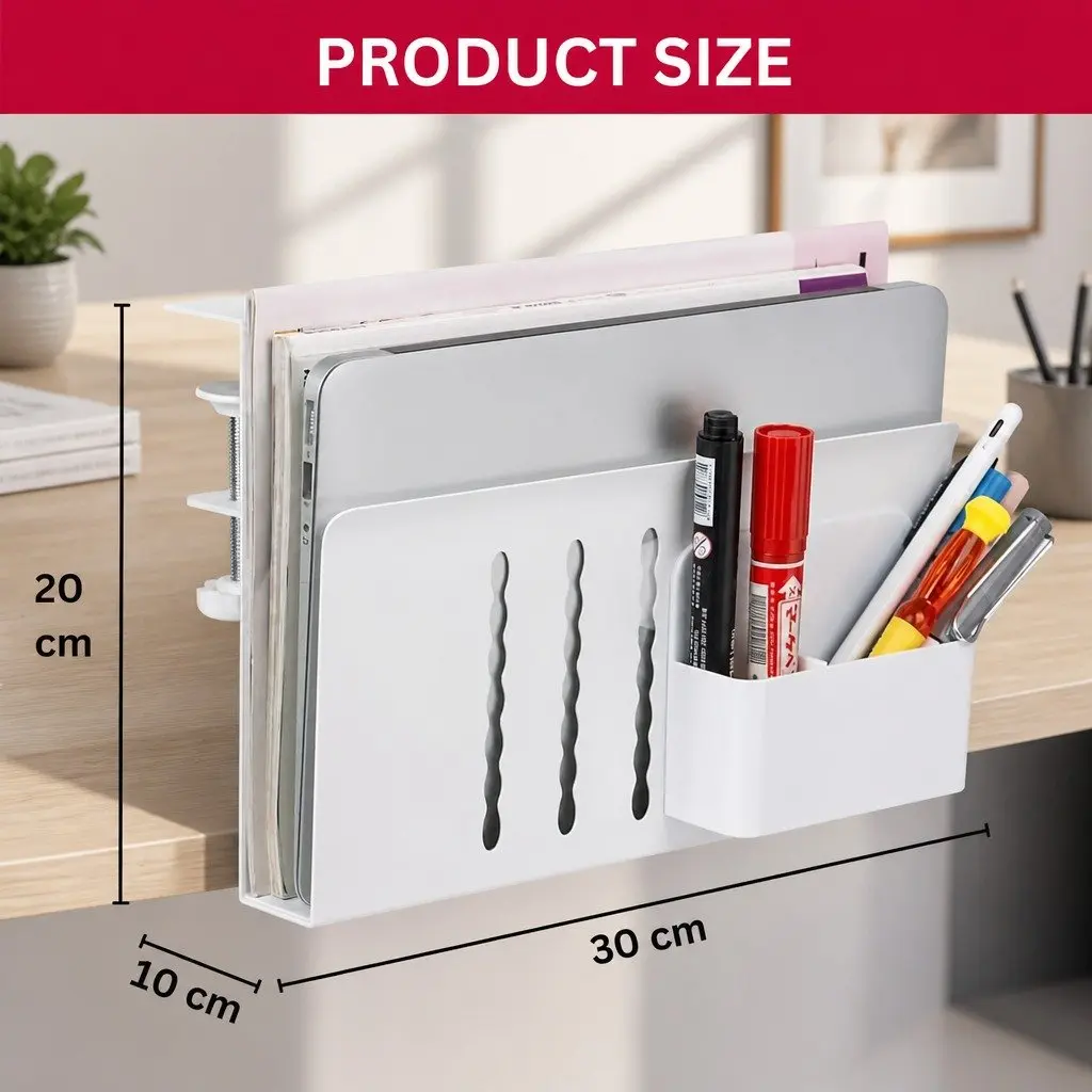 Under Desk Laptop Holder Storage Organizer Cable Management Tray Pen Holder