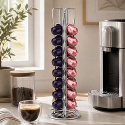 Coffee Pods Holder Carousel Storage Organiser 40 Capacity Rotating Kitchen
