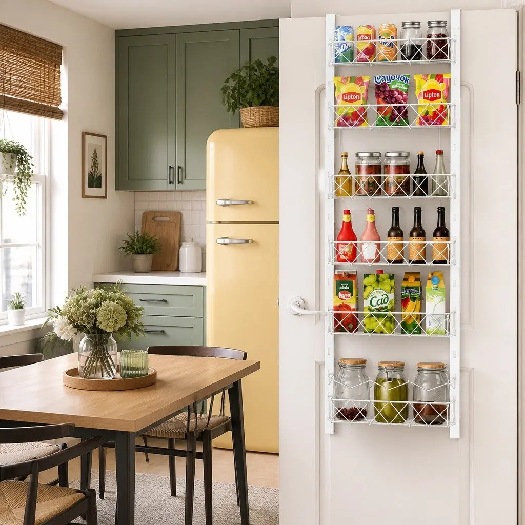 Over Door Pantry Organiser 6 Tier Adjustable Baskets Kitchen Storage Rack
