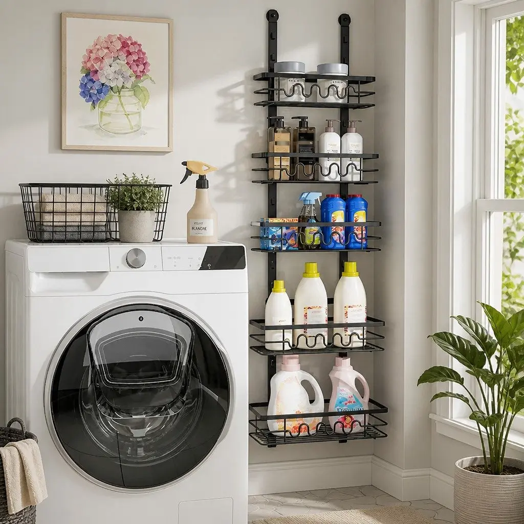 Over Door Pantry Organiser 4 Tier Adjustable Metal Baskets Kitchen Storage Rack