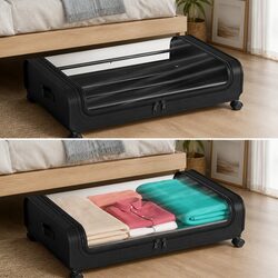 Under Bed Rolling Storage Containers Set 2 Pcs XXL 50L Capacity with Wheels