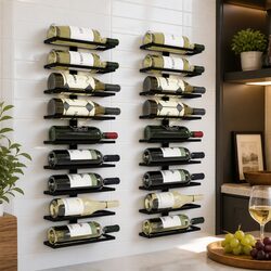 Friendly Wall Mount Wine Rack Set: 2 Racks for 10 Bottles Each