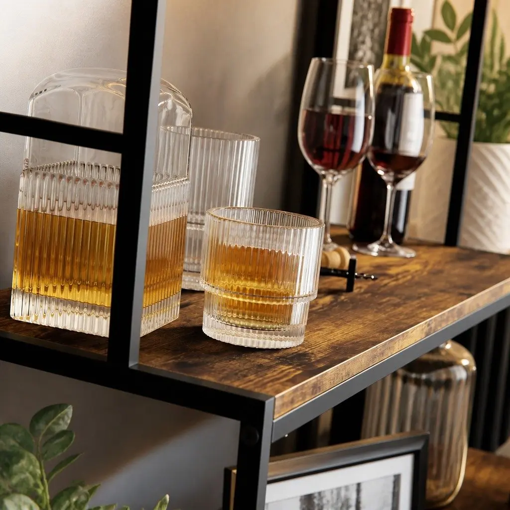 Wine Rack Freestanding Wood Countertop Metal Frame 20 Bottle Storage