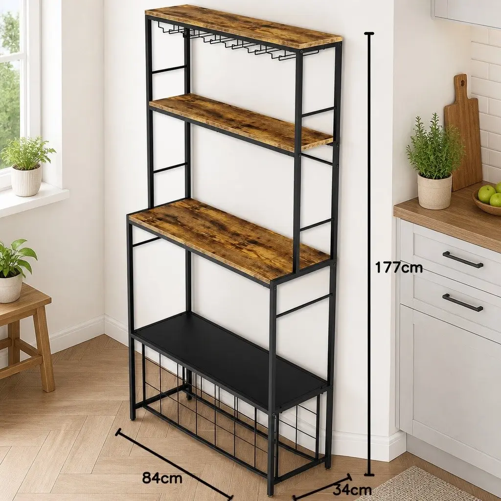 Wine Rack Freestanding Wood Countertop Metal Frame 20 Bottle Storage