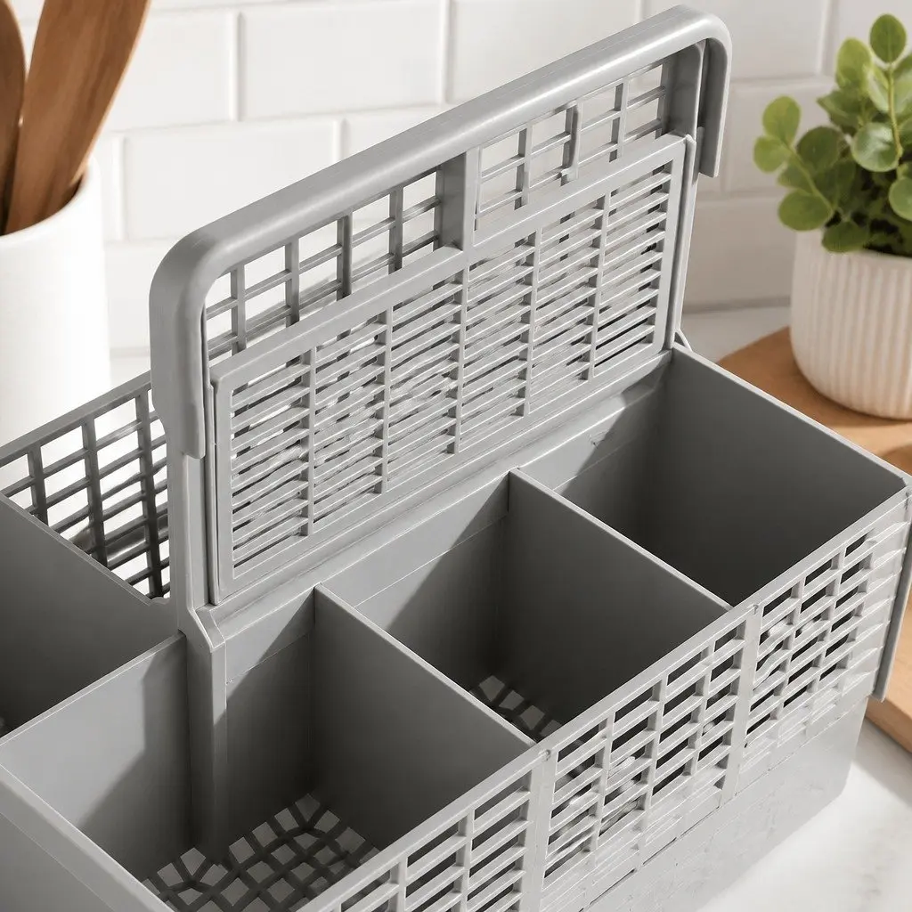 Dishwasher Cutlery Basket Universal Replacement 8 Slot with Handle and Lid