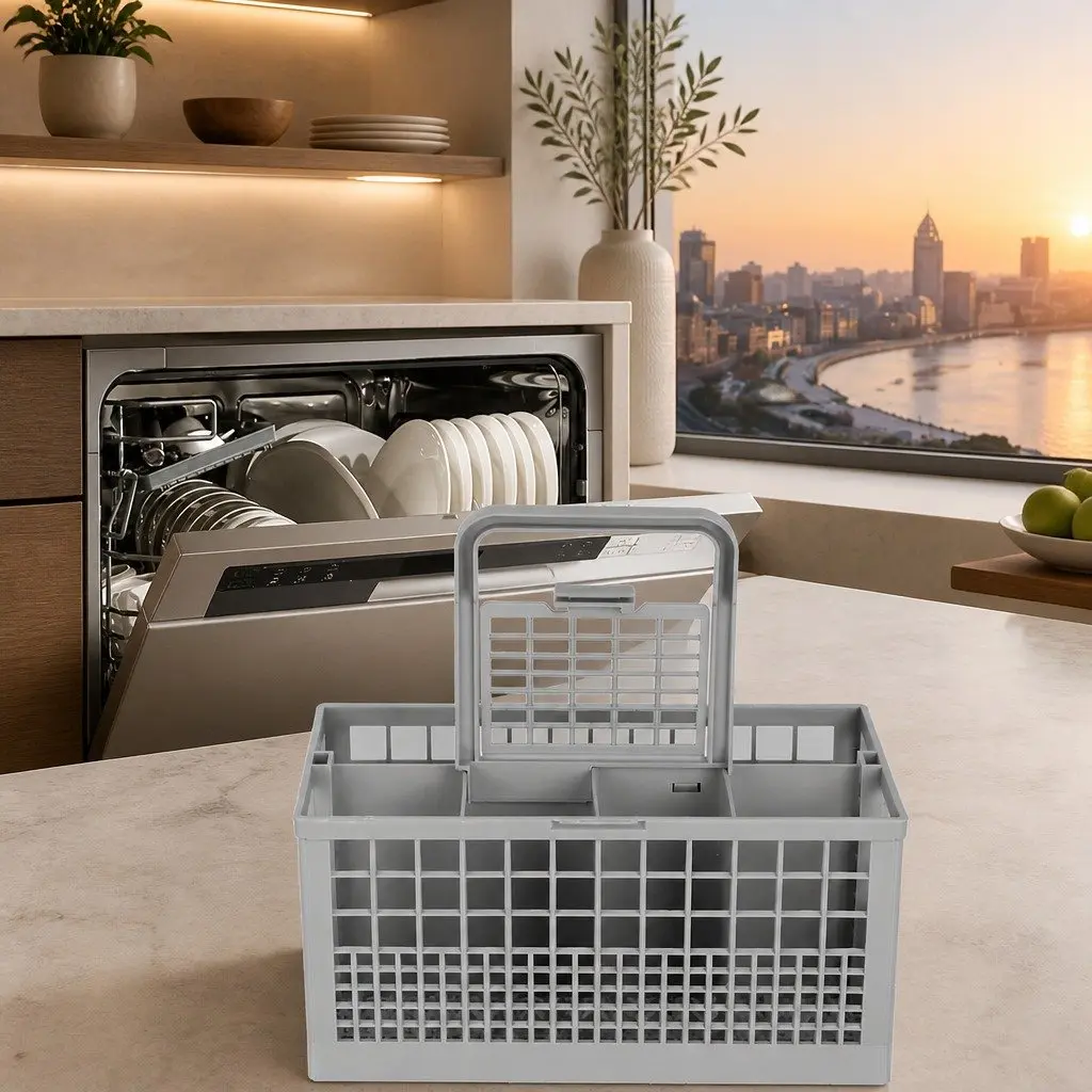 Dishwasher Cutlery Basket Universal Replacement 8 Slot with Handle and Lid