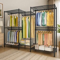 Heavy Duty Garment Rack Organizer Clothing Storage Hanging Rods Adjustable