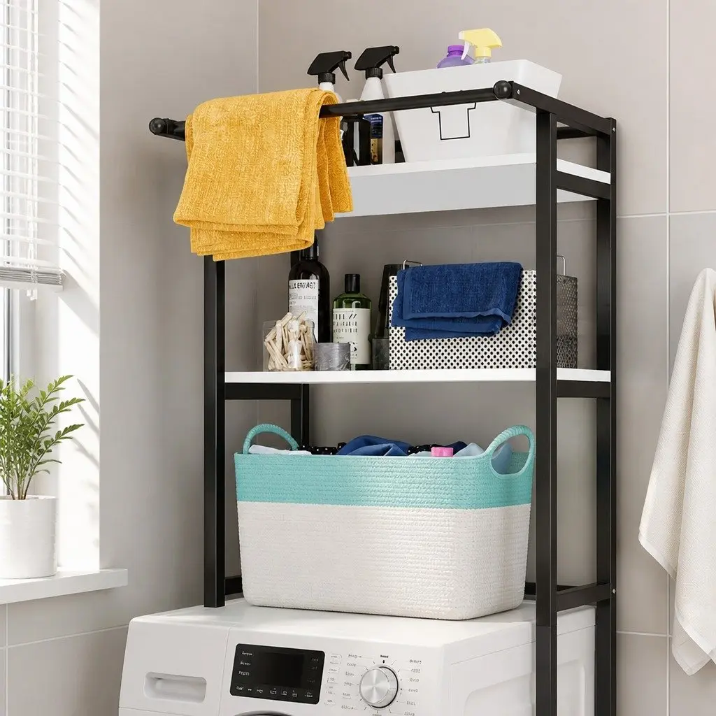 3-Tier Over Washing Machine Storage Rack Laundry Shelf Organizer Bathroom Toilet