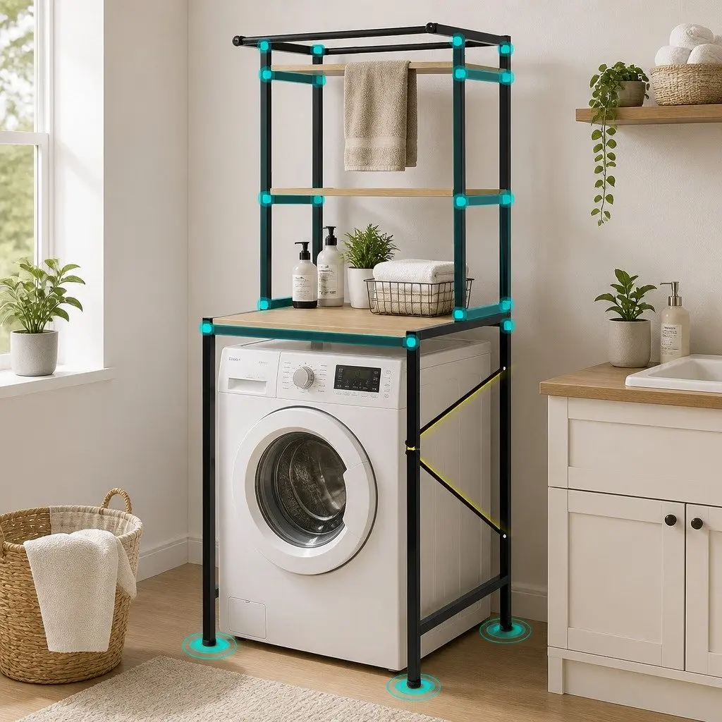 3-Tier Over Washing Machine Storage Rack Laundry Shelf Organizer Bathroom Toilet