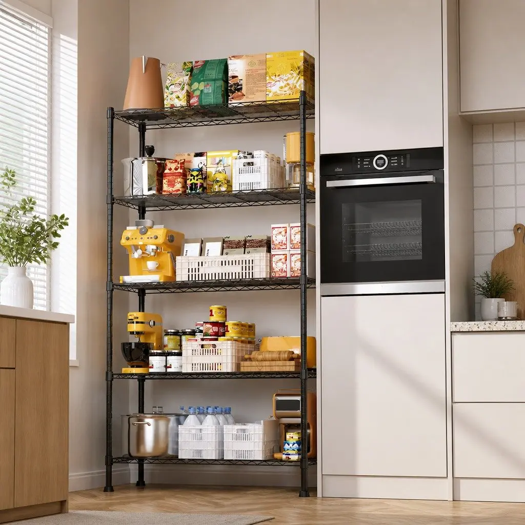 5-Tier Adjustable Metal Storage Shelves Wire Rack Organizer Kitchen Pantry