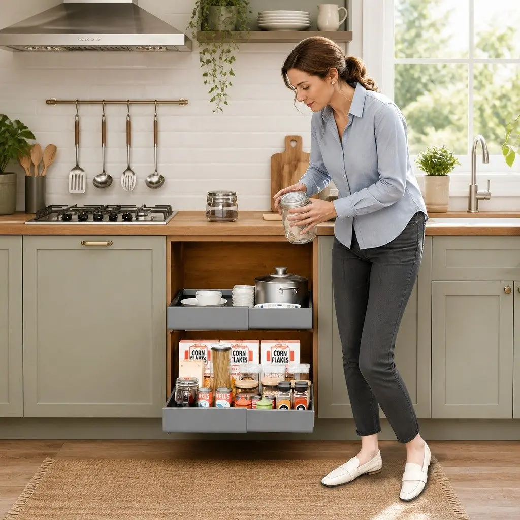 Pull Out Cabinet Organizer 2 Pack Expandable Slide Out Shelves Kitchen Storage