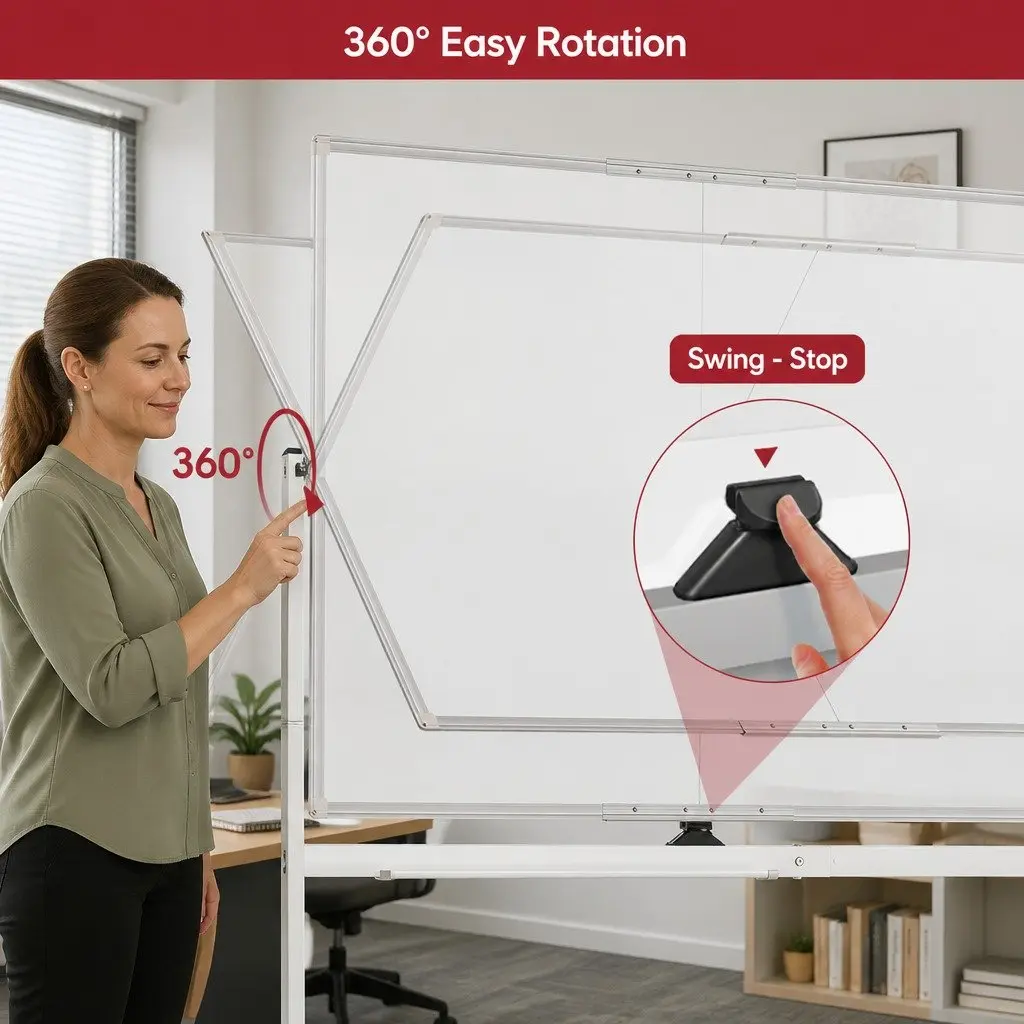 Double-Sided Magnetic Whiteboard Reversible 120x90cm