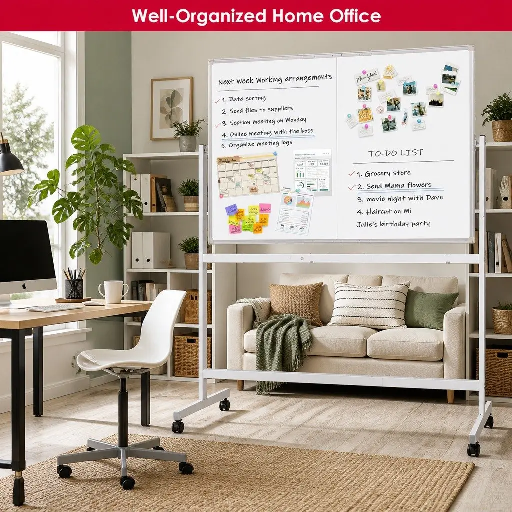 Double-Sided Magnetic Whiteboard Reversible 120x90cm