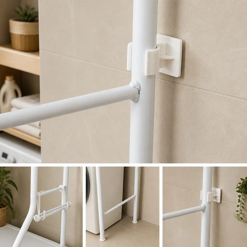 3-Tier Over Washing Machine Storage Rack Compact Metal Organizer Shelf for Laundry Room and Bathroom