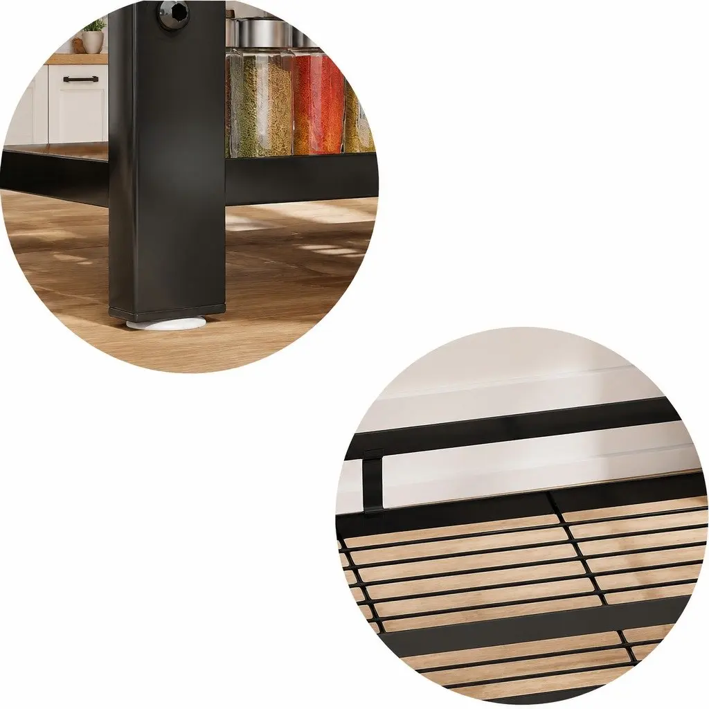 2-Tier Kitchen Spice Rack Organizer Vertical Storage Shelf Black Rust-Resistant