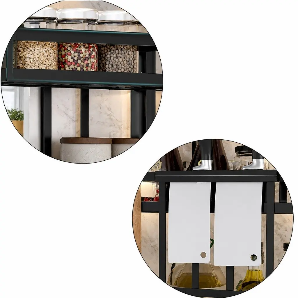 2-Tier Kitchen Spice Rack Organizer Vertical Storage Shelf Black Rust-Resistant