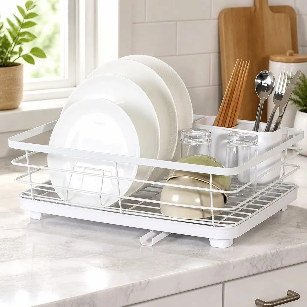 Dish Drying Rack Two-Level Organizer Removable Drip Tray 38 x 13 x 29 cm