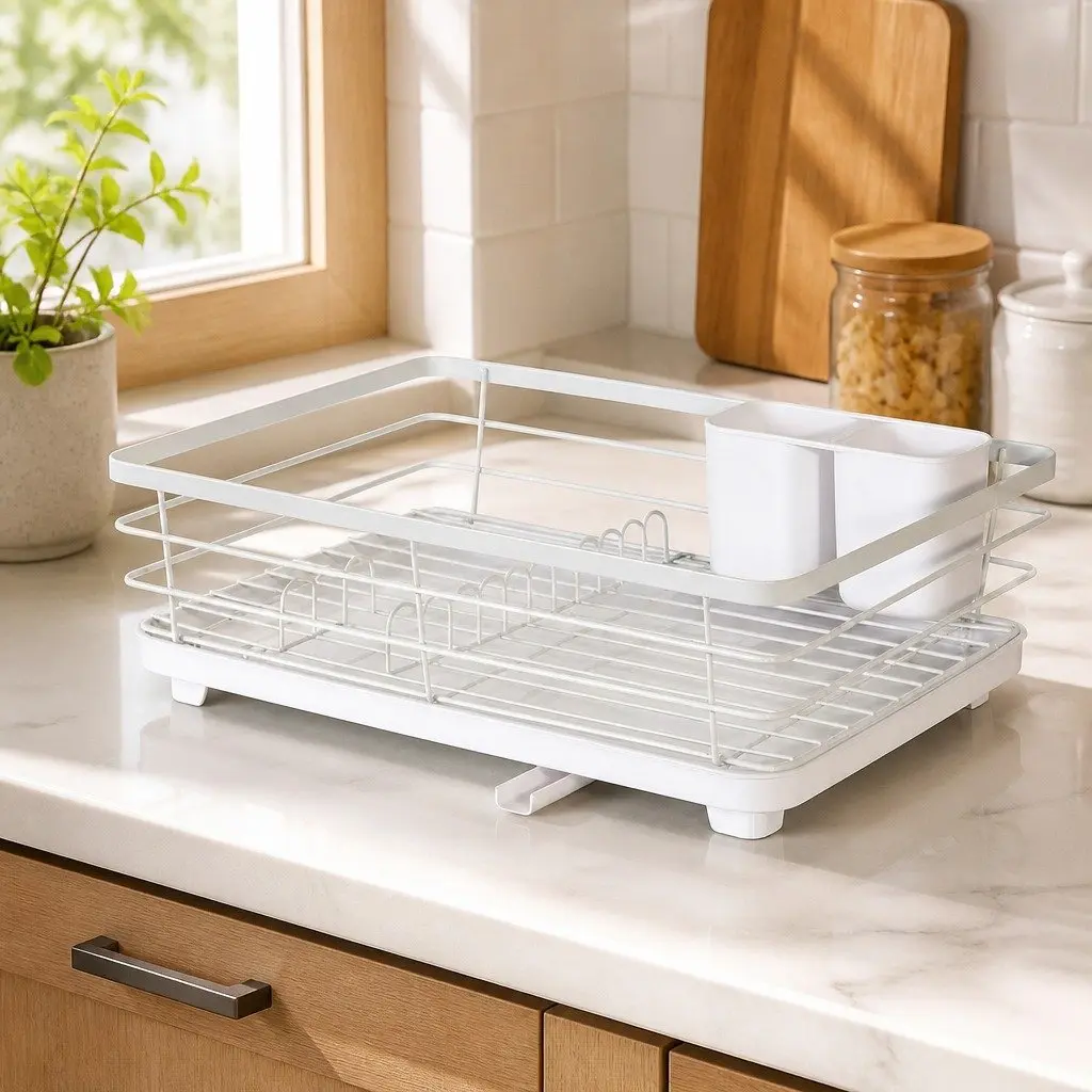 Dish Drying Rack Two-Level Organizer Removable Drip Tray 38 x 13 x 29 cm