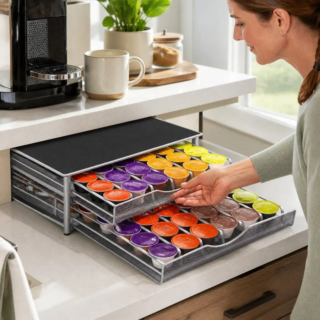 K-Cup Coffee Pod Drawer Storage Organizer 72 Capacity Kitchen Counter Riser