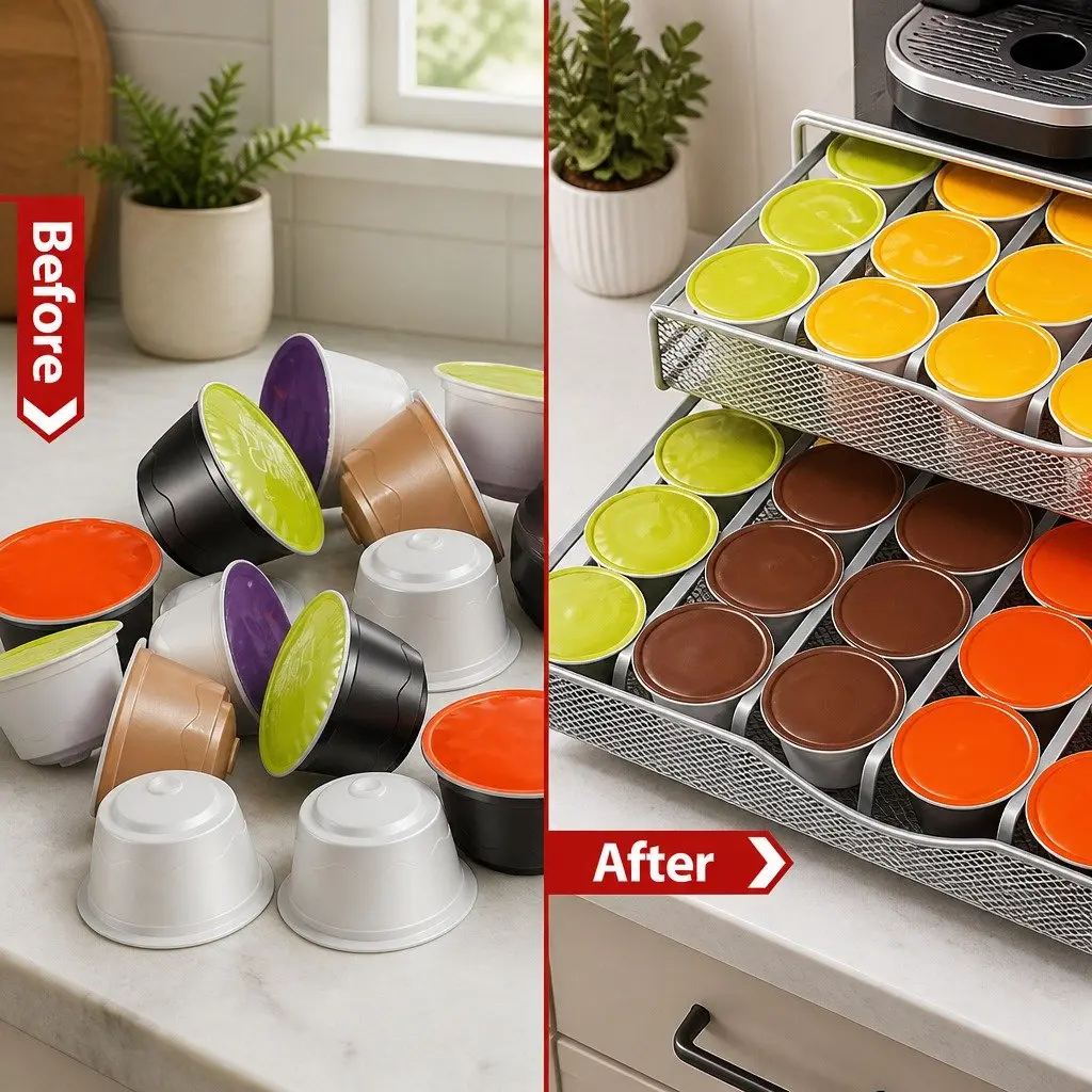 K-Cup Coffee Pod Drawer Storage Organizer 72 Capacity Kitchen Counter Riser