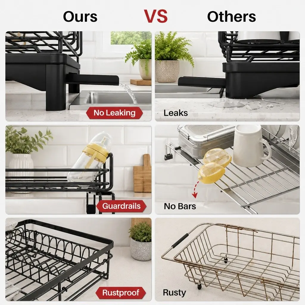 Expandable 2-Tier Dish Drying Rack Over Sink Kitchen Countertop Organizer