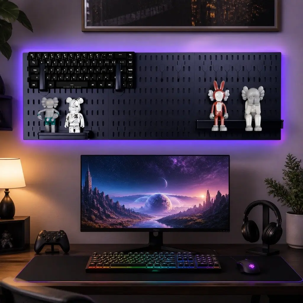 Pegboard Wall Organizer with Essential Accessories