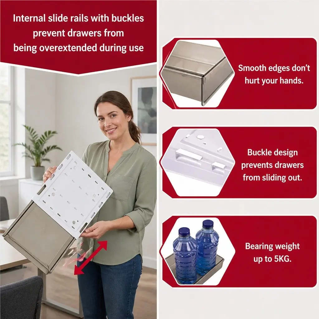 Under Desk Storage Drawers Hidden Pull-Out Organizer 3-Pack