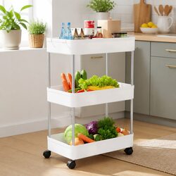 Slim Storage Cart Organizer Trolley 3 Tier with Wheels Kitchen Bathroom Laundry