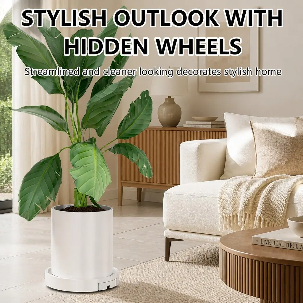 Rolling Plant Stand 2-Pack 26cm Pot Trolley 360° Wheels Indoor Planter Caddy